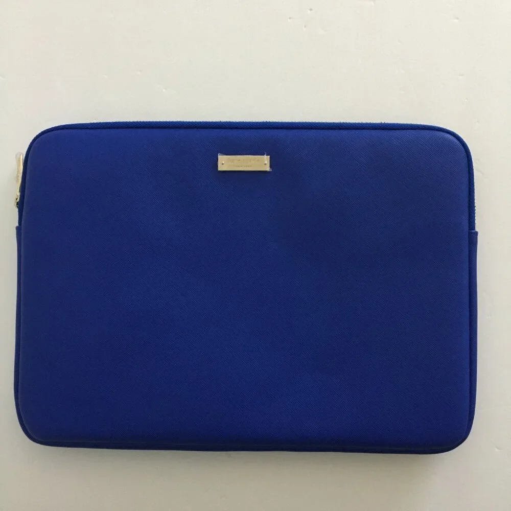 Kate Spade Saffiano Laptop Sleeve Blue Faux Leather Fits Up to 13.5 Laptop